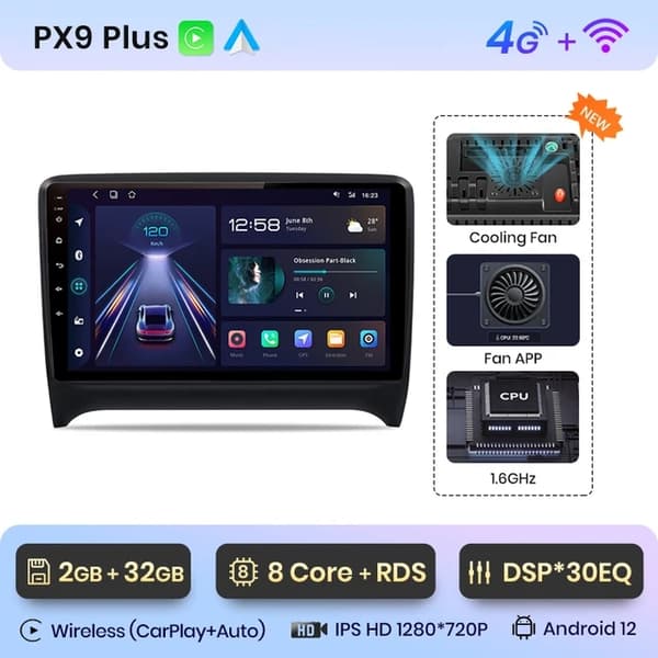 Autostereo, monimedia navigointi, Carplay integraatio, 4G-WIFI 6GB-128GB