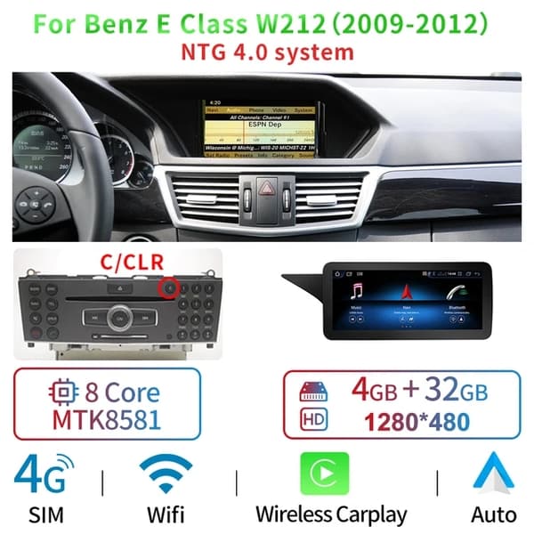 Bilstereo, Trådlös anslutning, Android Auto, CarPlay, NTG 40 MTK 4-32GB, åttakärnig