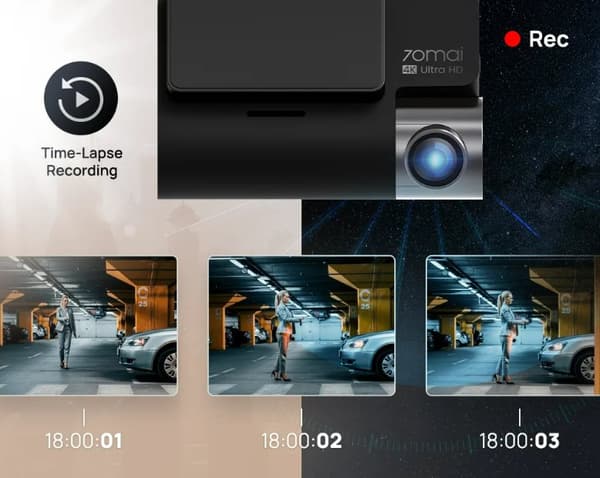 70mai Dash CAM A800S har en indbygget 140FOV i bil DVR A800S med 24-timers parkeringsovervågning med SD-kort 124 GB