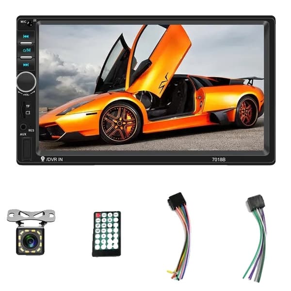 Bilradio, 7 tommer LCD touchskærm, Bluetooth-forbindelse, Bilradio kun With 12 Led Camera