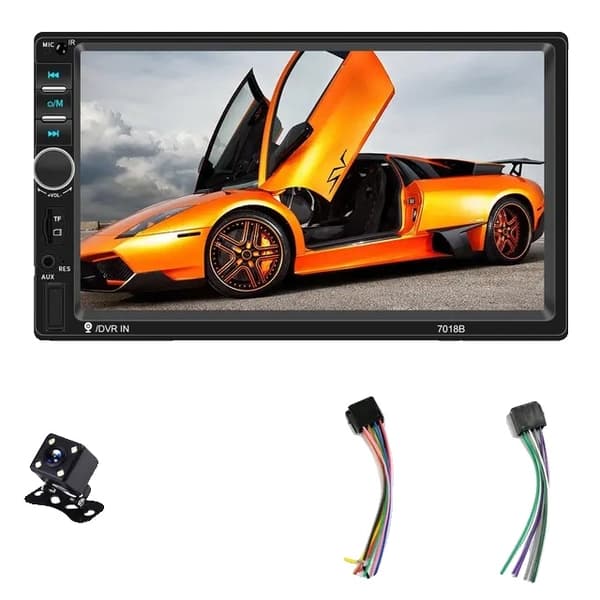 Bilstereo, 7-tums LCD-pekskärm, Bluetooth-anslutning, Bilradio Endast With 4 Led Camera