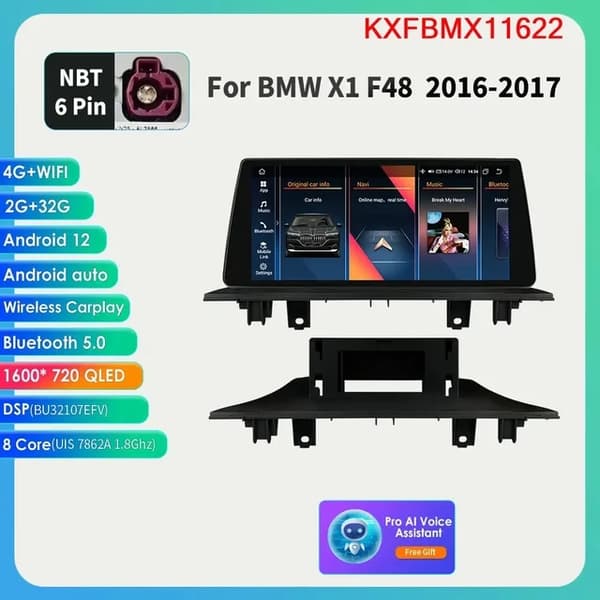 Android-auton multimedia-soitin, 4G-yhteys, AI QLED-näyttö, (S6) 6G-64G NBT AI