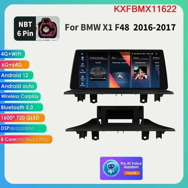 Android-auton multimedia-soitin, 4G-yhteys, AI QLED-näyttö, (S6) 6G-64G NBT AI