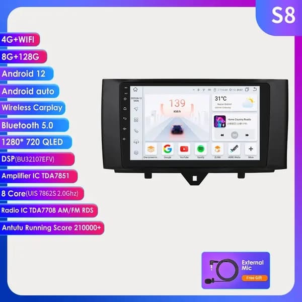 Autosoitin, Android 12 -yhteensopivuus, Multimedia 4G Carplay, S4