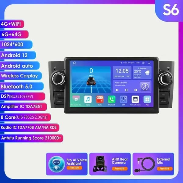 Carplay GPS-navigointi, langaton yhteys, monimediasoitin, S6