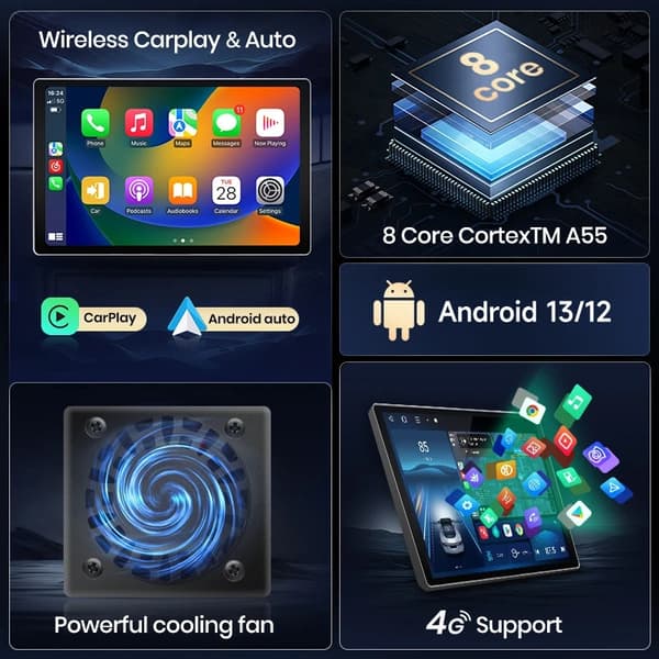 Autosoitin, langaton CarPlay, Android Auto, X7 PRO (6GB-128GB) - 11,5 tuumaa