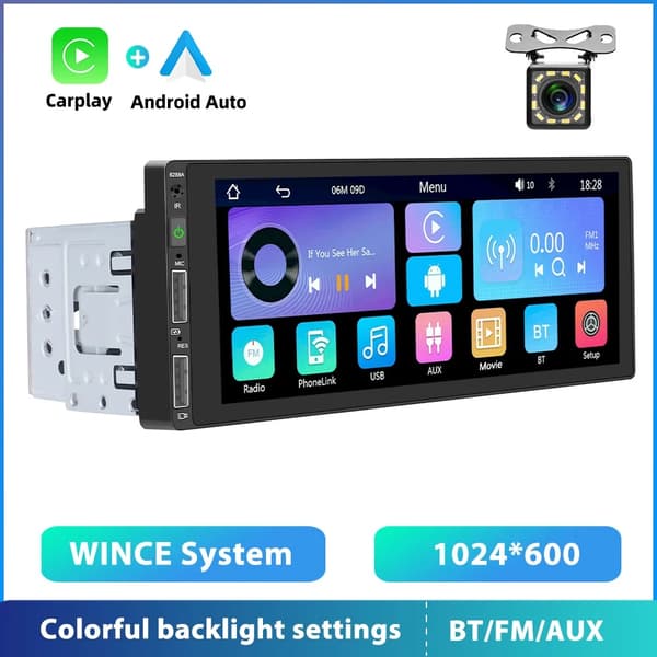 Auton mp5-soitin, HD-kosketusnäyttömonitori, Bluetooth FM-radiovastaanotin, 6,86 tuuman MP5