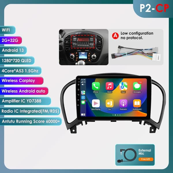 Bilradio Multimedia Afspiller, 4G Forbindelse, GPS Navigation, P2-CP(2G 32G) A
