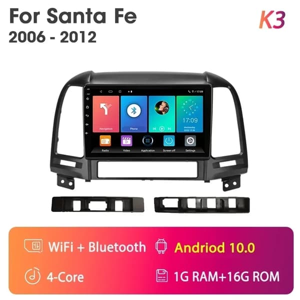 Hyundai Santa Fe 2 Android Bilradio, GPS Navigation, Multimedie Videoafspiller, T3L Max-MIC-3-FS