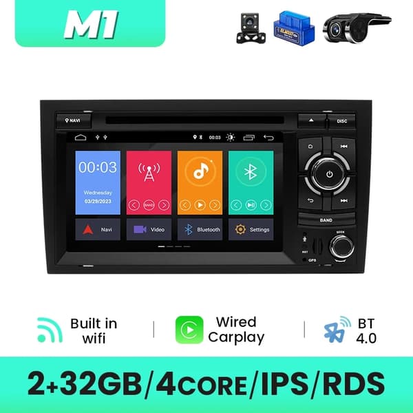 Bil DVD-spelare, GPS-navigation, Android 12, 4Core 2GB 32GB