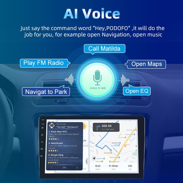 Car Radio Android, AI Voice Video Player, 4G Auto Carplay