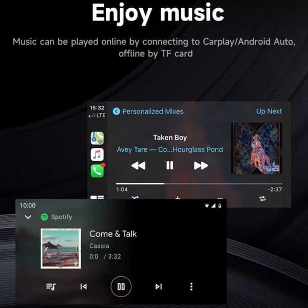 Car Stereo 7" kosketusnäyttö autolle, jossa on langaton Carplay ja Android Auto