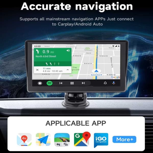 Car Stereo 7" kosketusnäyttö autolle, jossa on langaton Carplay ja Android Auto
