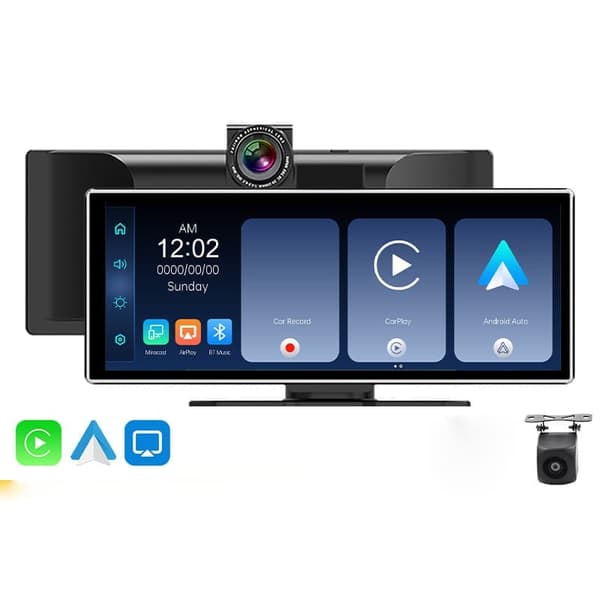 11,26 tommer Carplay bilradio, 4K dashcam, HD touchskærm, trådløs bluetooth MP5 multimedieafspiller, køreoptager med 1080P frontkamera