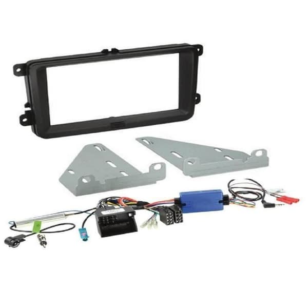 Kit för installation av bilstereo 2DIN - SWC - Kompatibel med VW Seat Skoda - Färg Svart - Universell - Adaptator