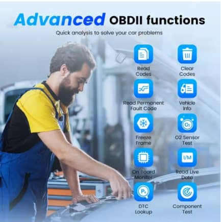 MUCAR  BT200 Pro OBD2 Scanner Diagnostic Tool Bluetooth, Full System Automotive Scan Tool Free Oil/SAS 15 Reset Code Reader