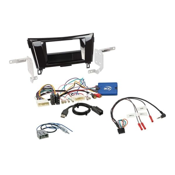 Kit 2-DIN med förvaringsfack Nissan Qashqai/X-Trail SWC/antenn/USB