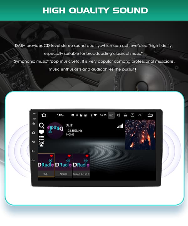 Bilmonitor, DAB BOX kompatibilitet, Android GPS navigation