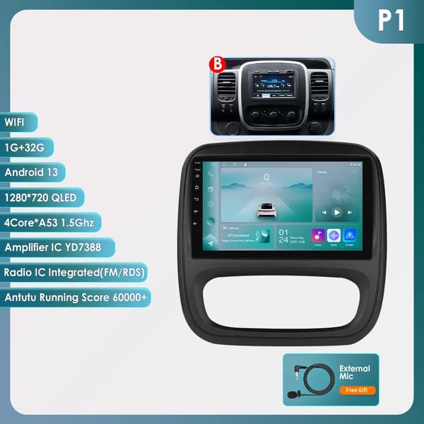 Autosoitin, Android 12, Autonavigointi GPS, P1 (1G 32G) Tyyppi B