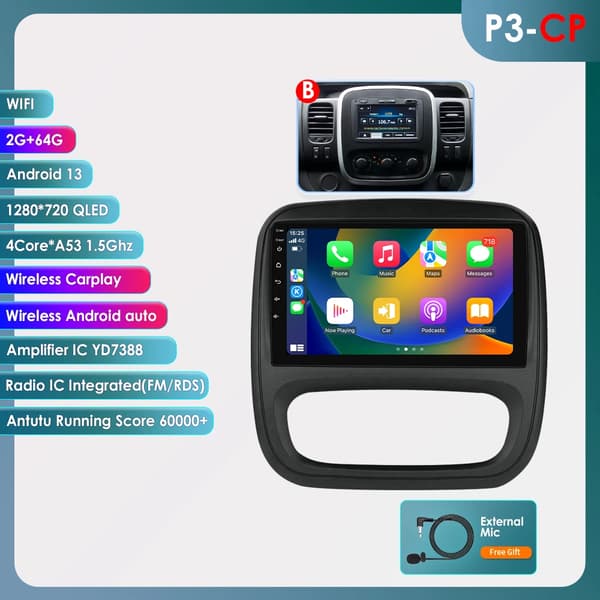 Bilradio, Android 12, Auto Navigation GPS, P3-CP Type B