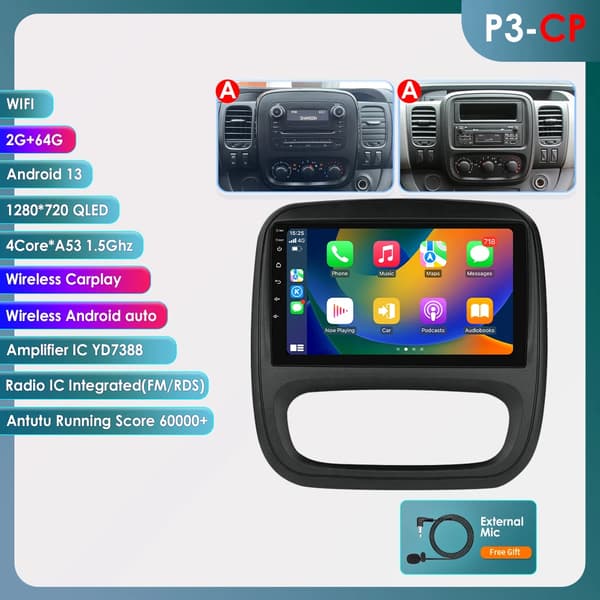 Bilradio, Android 12, Auto Navigation GPS, P3-CP Type A