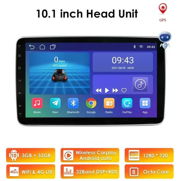 Bil Multimedieafspiller, 4G-forbindelse, 10,1 tommer Touchscreen, 3T tilføj AI