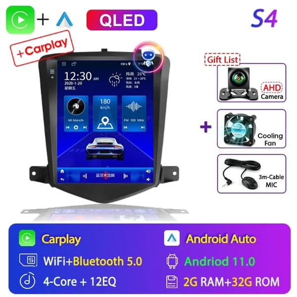 Chevrolet Cruze Carplay Android 11, Multimedie Videoafspiller, Navigation Hovedenhed, S4-Cam-Carplay