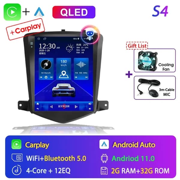 Chevrolet Cruze Carplay Android 11, Multimedie Videoafspiller, Navigation Hovedenhed, S4-Carplay
