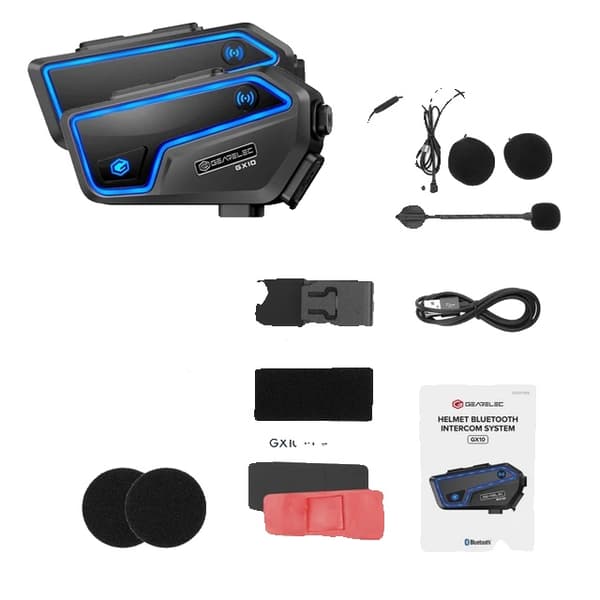 Moottoripyörän Intercom-kypärä Bluetooth-kuulokkeet, 10 ajajan kommunikointi, FM-musiikin jakaminen, Tuplapakkaus 2 kpl