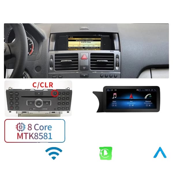 Bilmonitor, Touchskærm, Carplay Auto, MTK NTG 40 4-32GB, otte kerne