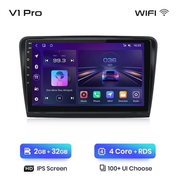 Auton monimedia soitin, langaton CarPlay, Android Auto, V1 Pro (2GB-32GB)