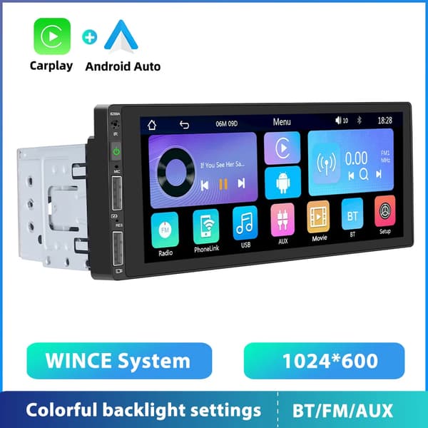 Auton mp5-soitin, HD-kosketusnäyttömonitori, Bluetooth FM-radiovastaanotin, 6,86 tuuman MP5
