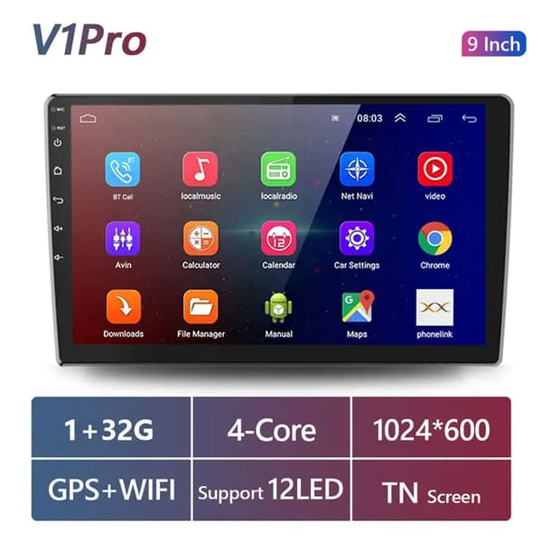 Bil stereo modtager, Android 100, GPS navigation, 9 tommer 1 32G