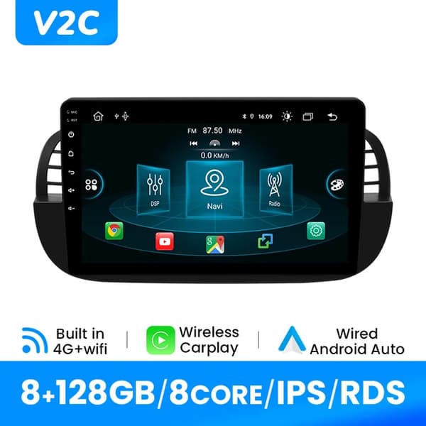 Carplay, Trådløs forbindelse, GPS-navigation, V2C(8GB 128GB)B