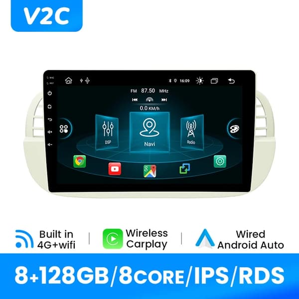 Carplay, Trådløs forbindelse, GPS-navigation, V2C(8GB 128GB)A