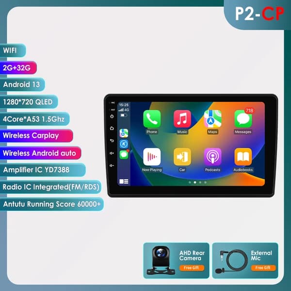 Carplay Android -radio, GPS-navigointi, 4G-yhteys, P2-CP AHDC6