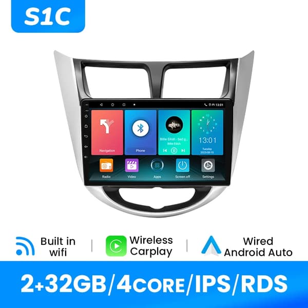 Bilradio, AI-röststyrning, kompatibilitet med Android 12, S1C (2GB 32GB)