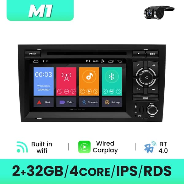 Auton DVD-soitin, GPS-navigointi, Android 12, 2GB 32GB DVR