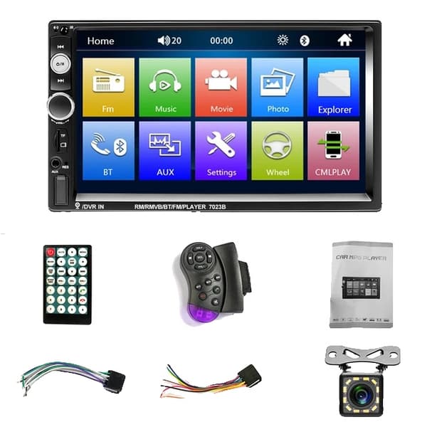 Bilstereo Radio, Multimedia MP5-spelare, 7-tums pekskärm, Med 12 LED-kamera
