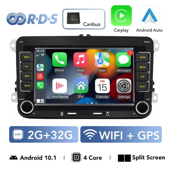 Bilradio, Android 101, Multimedieafspiller, 2-32G Carplay
