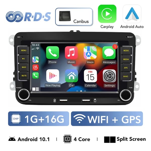 Bilradio, Android 101, Multimedieafspiller, 1-16G Carplay