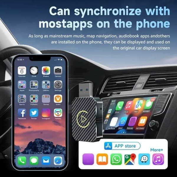 Bilmaskinens sammankopplingsbox trådbunden till trådlös carplay-modul android autocarplay-box