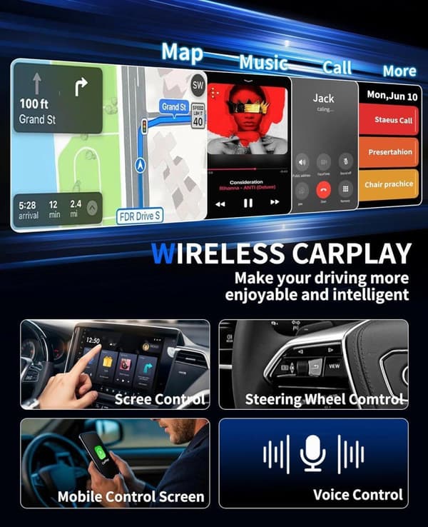 Trådløs CarPlay-adapter, Plug-and-play med ekstremt lav latenstid