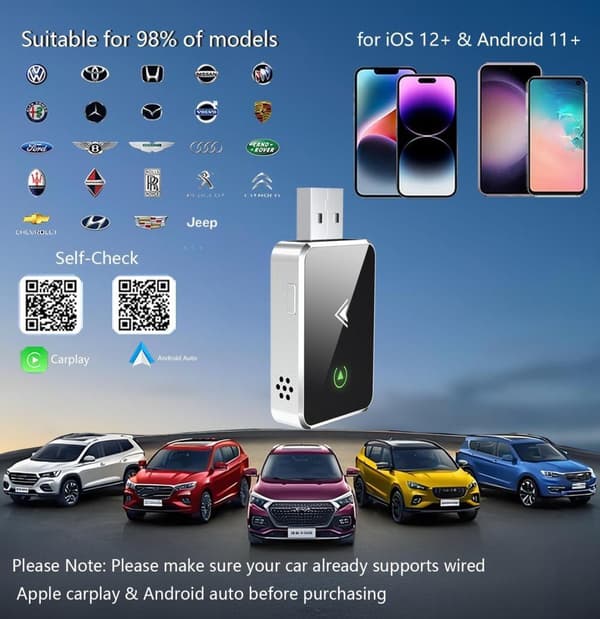 Trådløs CarPlay-adapter, Plug-and-play med ekstremt lav latenstid