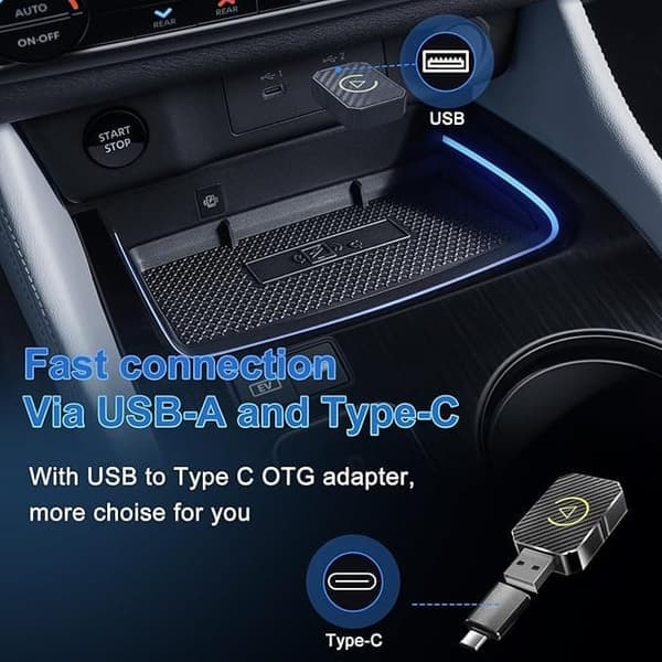 Trådløs CarPlay-adapter, til CarPlay og Android Auto, Plug-and-Play