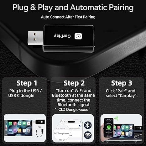 Trådløs CarPlay-adapter 2025, til CarPlay og Android Auto, Plug-and-Play