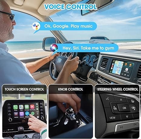 Langaton OBOSOE CarPlay-sovitin – USB-A & USB-C -kaksoisliitin, CarPlaylle ja Android Autolle, plug-and-Play pienellä viiveellä