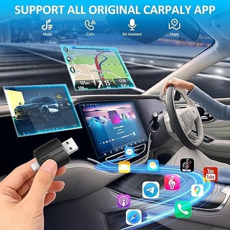 Langaton OBOSOE CarPlay-sovitin – USB-A & USB-C -kaksoisliitin, CarPlaylle ja Android Autolle, plug-and-Play pienellä viiveellä