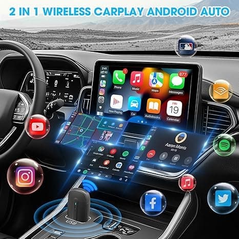Langaton OBOSOE CarPlay-sovitin – USB-A & USB-C -kaksoisliitin, CarPlaylle ja Android Autolle, plug-and-Play pienellä viiveellä