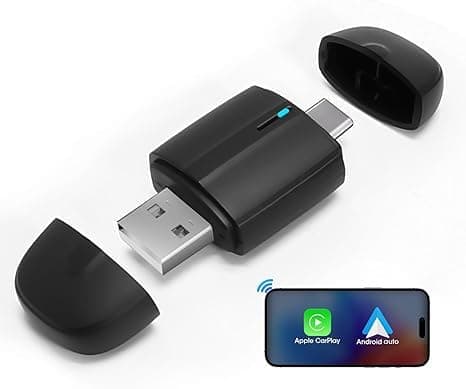 Langaton OBOSOE CarPlay-sovitin – USB-A & USB-C -kaksoisliitin, CarPlaylle ja Android Autolle, plug-and-Play pienellä viiveellä